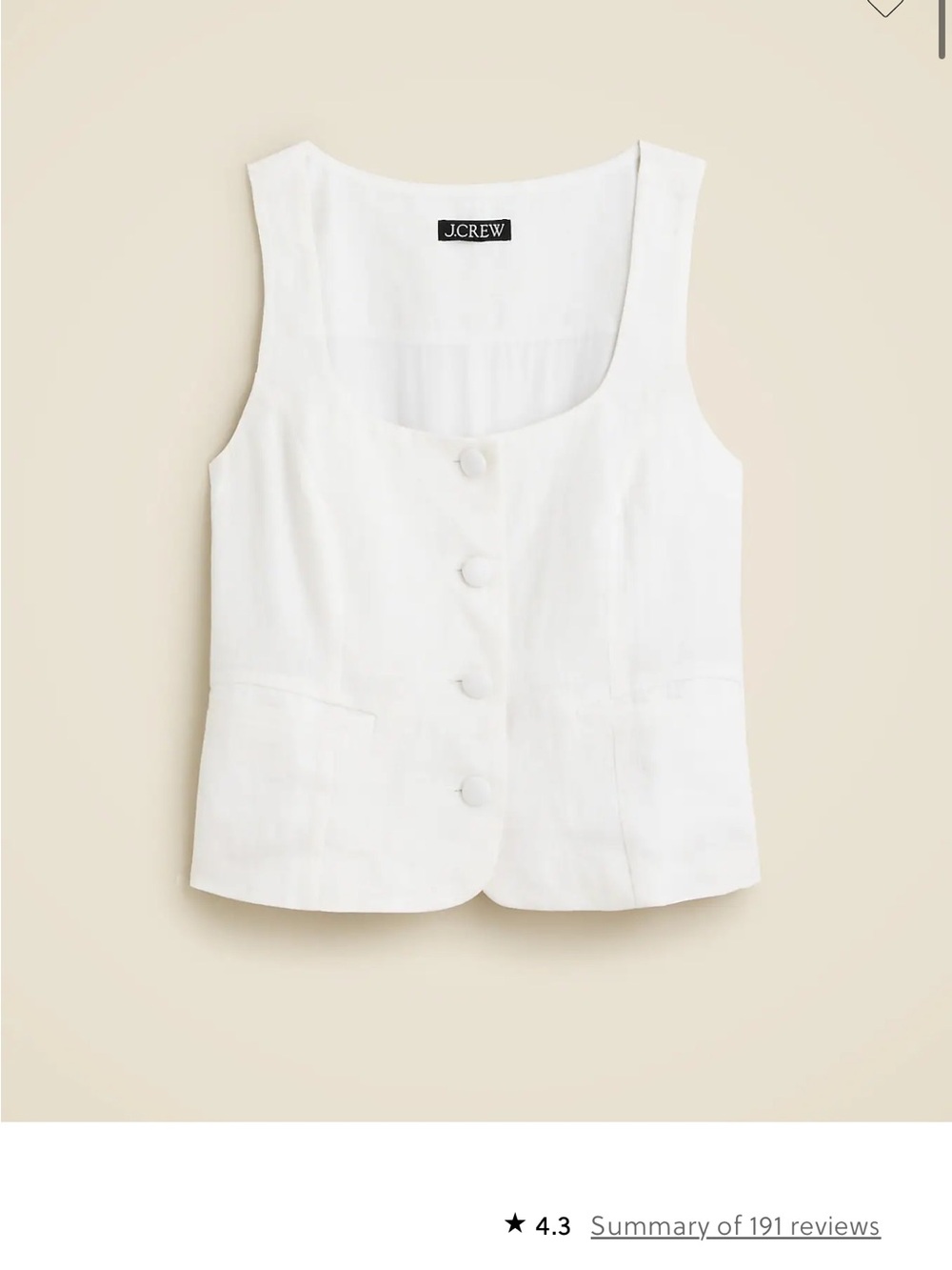 J. Crew Scoopneck linen-blend vest - White